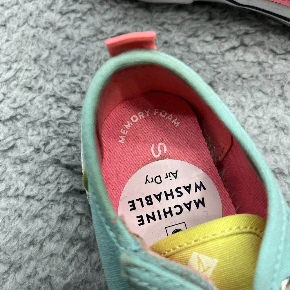 Sperry Top-Sider Pier Wave Sneakers Jr Girls 8M Boat Shoes Pink Teal Yellow